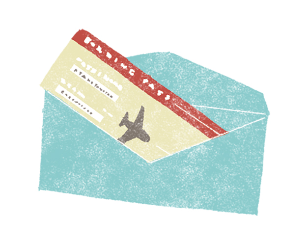 封筒とチケットのイラスト